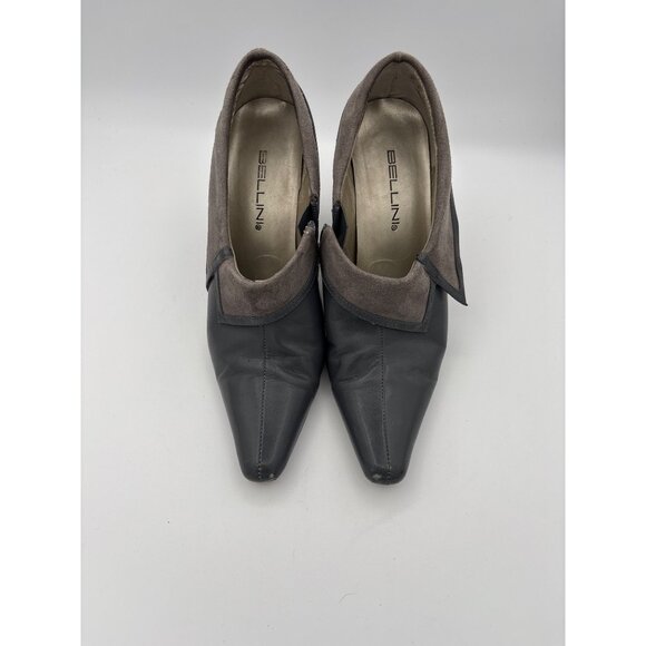Bellini Womens 7.5 Gray Leather & Suede Pointed Toe Heels Made In China - Picture 1 of 6
